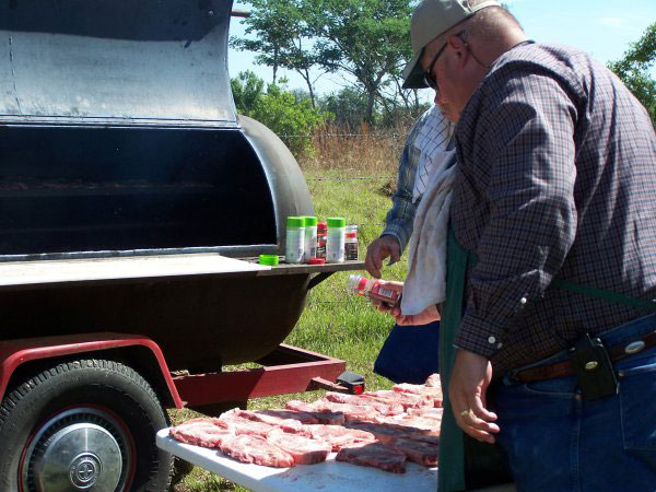 Steaks are prepared for lunch at Field Day April 16, 2009