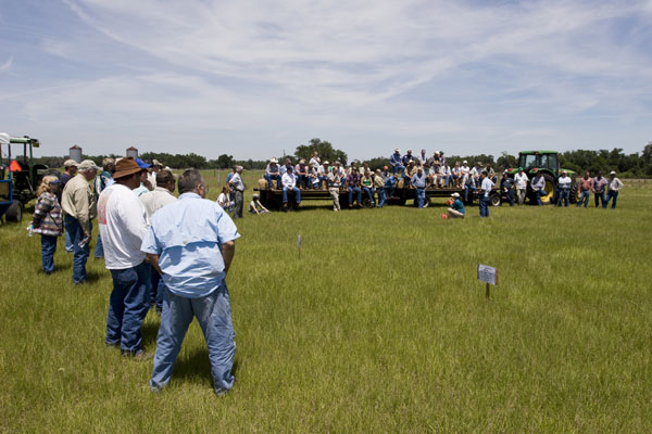 Attendees enjoy a presentation on pasture grass during Field Day 2009